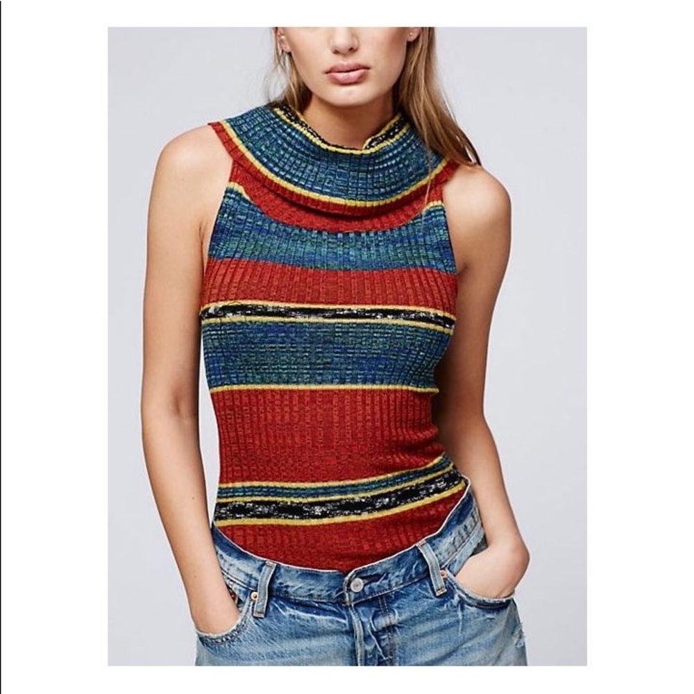 Free People Carly Cowl Stripe Sweater